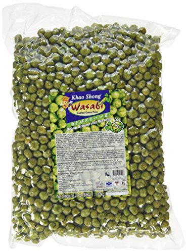 Khao Shong Geröstete grüne Erbsen mit Wasabi, knackige Erbsen im scharfen Teigmantel, fettärmere Alternative zu Nüssen, mittlere Schärfe, 1 kg Beutel