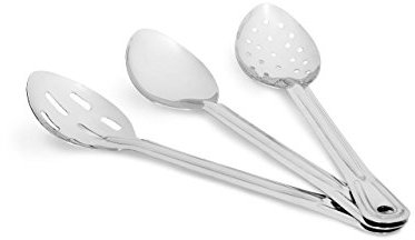 NUCU 3-teiliges, 13-Zoll Edelstahl-Servierlöffel-Set mit Schlitz- und Lochlöffel