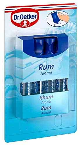 Dr. Oetker Rum Aroma, 4er Pack, je Röhrchen 2 ml, flüssige Aromatropfen in wiederverschließbaren Röhrchen, zum Verfeinern von Gebäck, Süßspeisen & Desserts, vegan