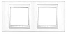 plaque schneider unica - 2 postes - 2 x 2 modules - horizontale - blanc - liseré blanc
