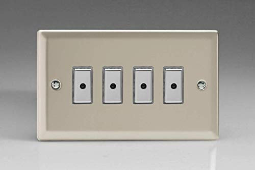 Varilight 4-Gang 1-Way Remote/Tactile Touch Control Master LED Dimmer 4 x 0-100W (Max 10 LEDs) Satin Chrome JNE104
