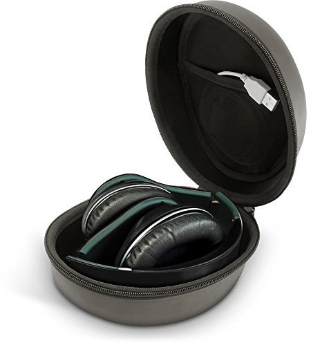 iGadgitz U5415 -EVA Zipper Carrying Hard Case Compatible for Over-Ear Foldable Headphones -Black