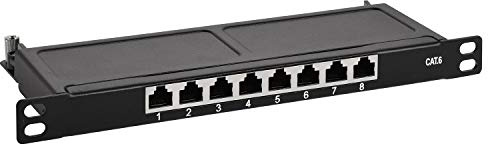 TPFNet Cat.6 Patchfeld 8 Port 8x RJ45 Buchse 10 Zoll 0,5HE Geschirmt Schwarz