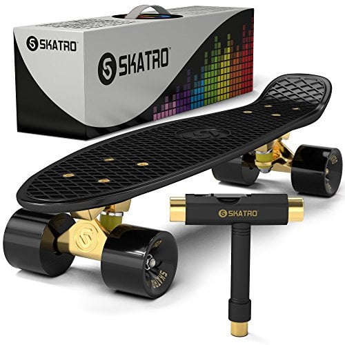 Skatro - Mini Skateboard. 22 Zoll Cruiser Skateboard Kunststoff-Board im Retro-Stil, komplett mit
