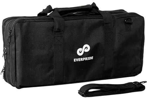 EVERPRIDE Chef Knife Bag Holds 20 Knives Plus Large Zippered Compartment for Kitchen Tools – Durable, Large Knife Bag for Chefs – Knives Not Included, Black