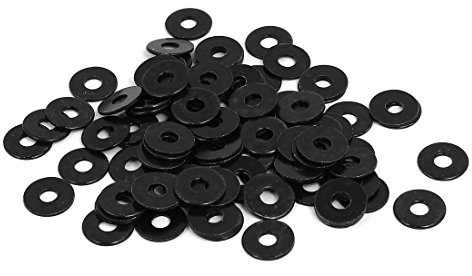 sourcing map M3 x 10mm x 1mm Negro Zinc Chapado Planas Arandelas Espaciadores Juntas Sujetador 100 Piezas
