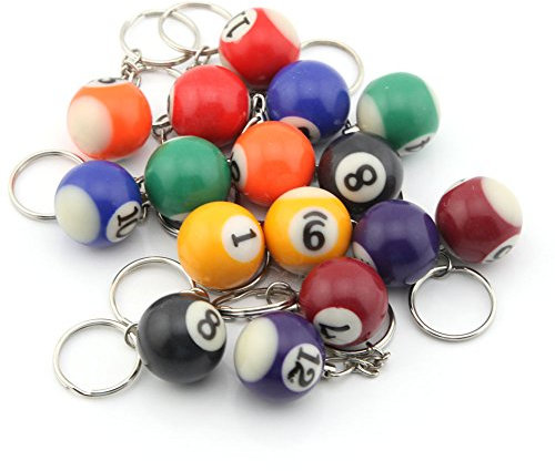 Owfeel Lot de 16 porte-clés colorés en forme de boule de billard