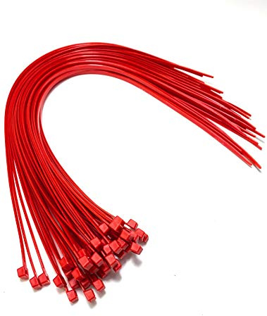 Nylon Plastic Cable Ties Long and Wide Extra Large Zip Ties Black and White wrap 50 pieces (Red, 4.8mm x 450mm)