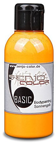 Pintura Corporal I 75 ml I para Aerógrafo y Pincel I Carnaval, Disfraces, Pintacaras I Senjo Color Basic I Amarillo Sol