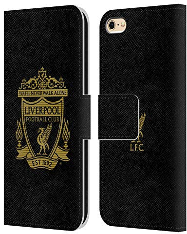 Head Case Designs Officially Licensed Liverpool Football Club Black 2 Crest 2 Leather Wallet Case Compatible With Apple iPhone 6 / iPhone 6s