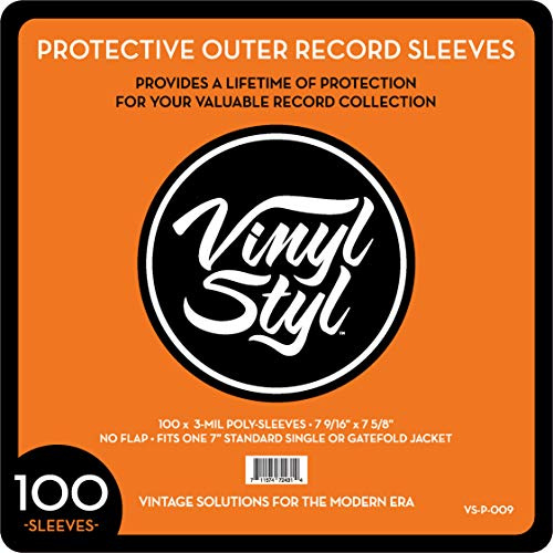 Vinyl Styl 45 RPM Vinyl Record Protective Outer Sleeves - 7 - 100 Ct (Clear)