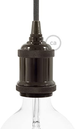 creative cables Kit Douille E27 en Aluminium Vintage - Perle Noire