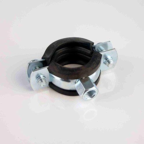 25 Stück Rohrschellen 57-61 mm, 2 Zoll Zweischraubenschelle mit Gummieinlage DIN 4109