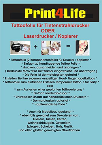 Tattoofolien Transferfolien BodyStyle für Inkjet Tintenstrahldrucker Spezialfolien