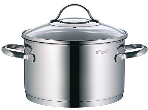 WMF Menerva Plus Kochtopf groß 20cm, Glasdeckel, Fleischtopf Induktion 3,3l, Cromargan Edelstahl poliert, unbeschichtet