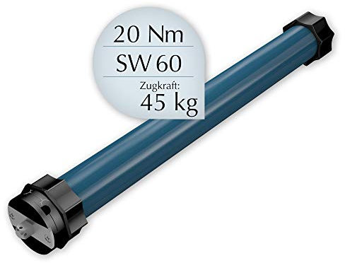 EVEROXX Rolladenmotor mit 20 Nm (45 kg) Zugkraft für SW 60 (60 mm Achtkantwelle), Rohrmotor mit präzise einstellbaren, mechanischen Endschaltern
