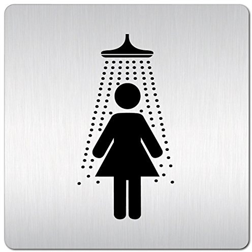 Türschilder24 XXL Schild - Türschild (B) • 125 x 125 mm • Dusche Damen Piktogramm • 1,5 mm Aluminium Vollmaterial • 100% Made in Germany