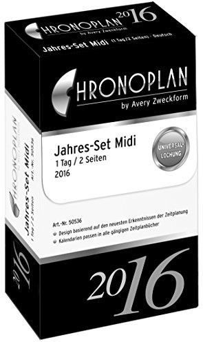 Chronoplan 50536 Kalendarium Jahres-Set Midi, 1 Tag/1 Seite, 2016, 1 Stück, weiß