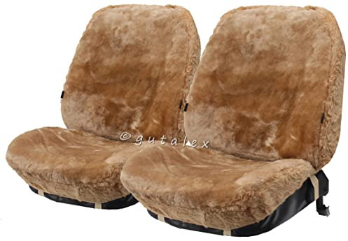RöKü 2X LAMMFELL-Sitzbezug aus feiner Wolle mit Farbauswahl (Camel)