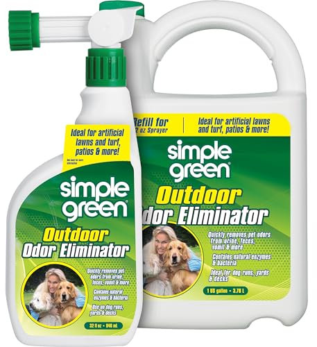Simple Green - Elimina odori per animali domestici per esterni, ideale per erba artificiale e cortile (flacone spray da 1 litro e una ricarica da 3,8 litri)
