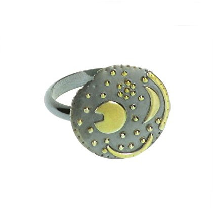 Himmelsscheibe von Nebra, Ring mit Scheibe Ø18mm 925/- Silber, Sternenschmuck