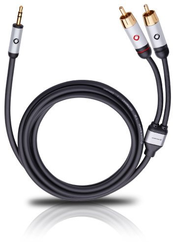 OEHLBACH i-Connect Audio Kabel J-35/R - Klinke 3,5 mm auf 2 x Cinch - analog - Stereo - schwarz - 5m