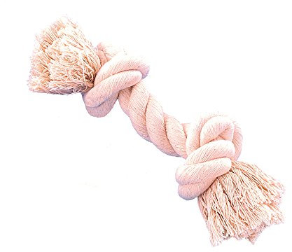 Nobby Rope Toy, Spielseile, weiß 390 g, 2 Knoten, 16cm zw. Knoten, 1 Stück