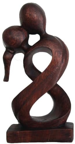 GURU SHOP Holzfigur, Statue, Deko Objekt Feng Shui 20 cm - Traumpaar/Dunkelbraun