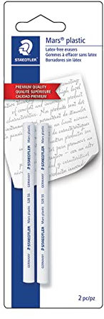 Staedtler Mars 52855BK2 Kunststoff-Radiergummi-Nachfüllpackungen für nachfüllbare Halter, je 2 Stück, Weiß