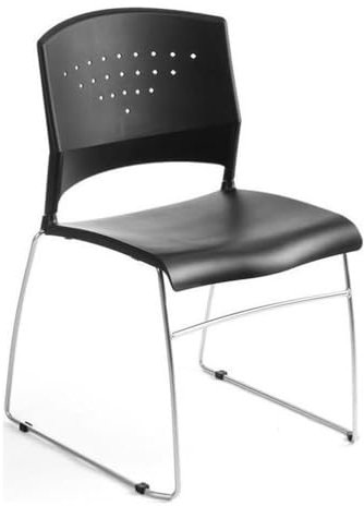 Boss Office Products Stapelstuhl mit Chromrahmen, Schwarz, 1 Stück