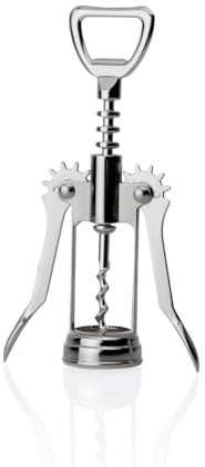 WAS 1580 170 - Cavatappi a leva in ottone cromato con apribottiglie, altezza 11 cm