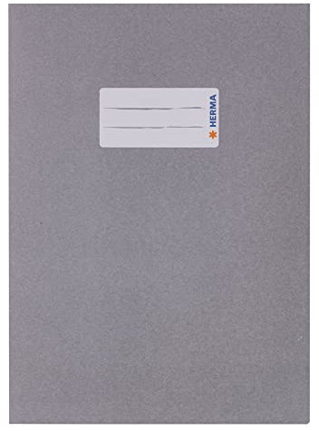 HERMA 5518 Heftumschlag A5 Papier Grau, Hefthülle mit Beschriftungsfeld aus extrem kräftigen Papier & satten Farben, Heftschoner für Schulhefte, farbig