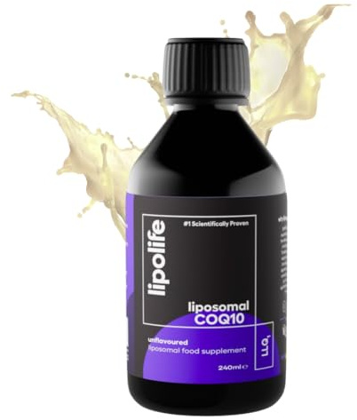 lipolife liposomal COQ10/ Co-Enzyme Q10 (Ubiquinone) | LLQ1| Superior Absorption | 240ml/48 Servings | Advanced Liposomal Encapsulation Technology | Made in the UK | Advanced Nutrient delivery