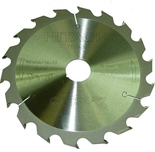 Hikoki 752484 -Disco per sega circolare 190 x 2,6 x 1,6 mm, lunghezza del gambo 36 denti 20 mm per legno