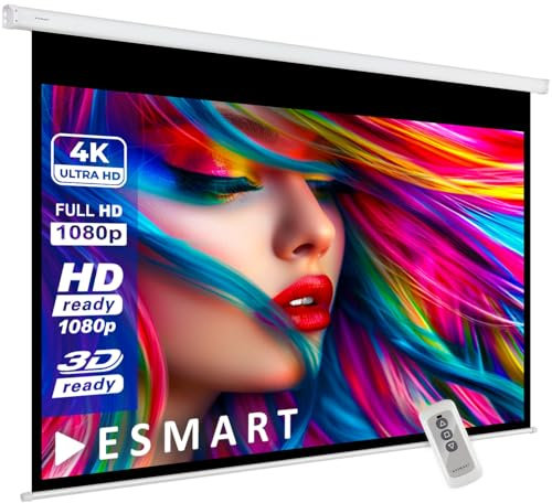 ESMART Economía EXM Pantalla de Motor 197 cm Imagen 160 x 90 cm (72) | Formato 16:9 | Control Remoto | Pantalla de proyección de proyector eléctrico de Cine en casa Pantalla de Motor LCD