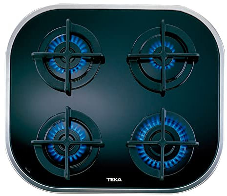 Teka CG.1 4G AI AL - Placa de Gas Natural Polivalente/Butano de 60cm, 4 Quemadores, Parrillas de Fundición, Color Negro