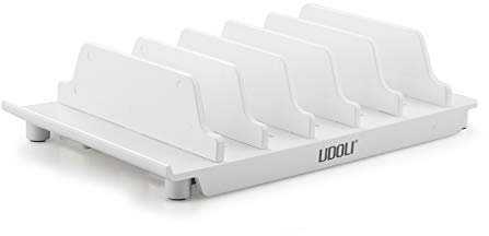 UDOLI Verstellbarer Universal-Handy-Dock-Ständer, Tablet-Organizer, mehrere Geräte, Desktop-Ständer für iPhone, Samsung, Galaxy, Google, Nexus, Kindle, ohne Ladeanschluss, Weiß