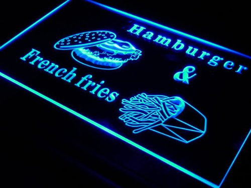 ADV PRO s018-b Hamburger French Fries Fast Food Neon Light Sign Barlicht Neonlicht Lichtwerbung
