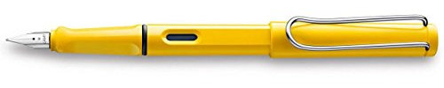 Lamy Safari Fountain Pen (M) & 5 Black Ink Cartridges (Yellow)
