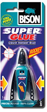 1 x 6308061 Bison Super Glue Rocket Adhésif instantané universel 3g liquide avec application précise et capuchon refermable