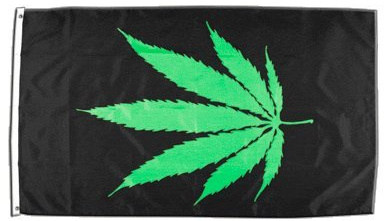 Flaggenfritze Fahne/Flagge Cannabis schwarz + gratis Sticker
