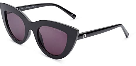 CLANDESTINE - Gafas de Sol Unisex - Modelo Gatto by El Hombre de Negro - Color Negro - Cristales Polarizados de Color Violeta con Filtro HD y Efecto Espejo - Protección UV 400-149 x 52 mm
