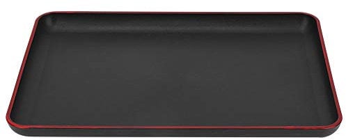 Bandeja de plástico, estilo japonés Bandeja rectangular de borde engrosado Bandeja de servicio de comida elegante, robusta y duradera para el restaurante Home Hotel (negro)(30 * 20cm)