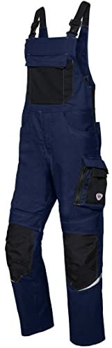 BP 1979-570-1432 Latzhose mit Kniepolstertaschen - Stretch-Hosenträger - Verstellbarer Bund - 65% Polyester, 35% Baumwolle - Lange Passform - Größe: 50l - Farbe: nachtblau/schwarz