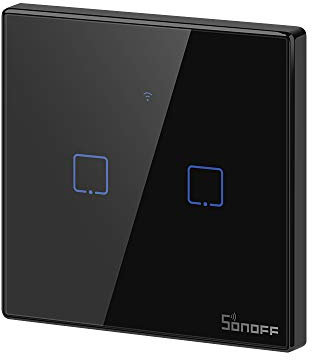 nterruttore luce Intelligente, SONOFF Touch T3 2Gang WiFi Interruttore a Parete Intelligente, 433mHz RF Controllo, Timer Funzione, Funziona con Alexa, Google Home (EU Type,1-way)