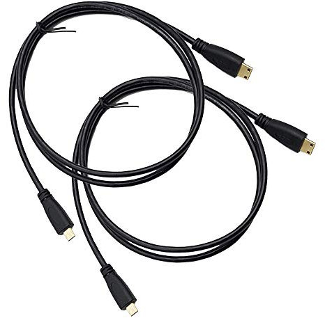 Seadream - Cable adaptador micro HDMI tipo D macho a mini HDMI tipo C macho de 3 pies (2 unidades)