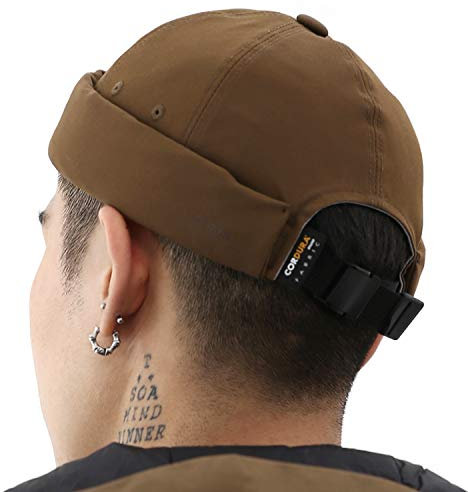 UNDERCONTROL Cappello da Pescatore Senza Visiera in Cordura Resistente Leon, Impermeabile, Senza Visiera, Berretto da Pescatore Leggero con Fibbia Tattica Unisex, Berretto Coreano (Marrone)