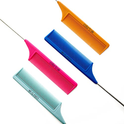Colortrak Carbon Fiber Combs, 4 Pack, Orange, Teal, Blue, Pink