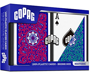 Copag Neoteric Spielkarten aus Kunststoff, Steggröße, regulärer Index, blau, Doppeldeck-Set für Erwachsene, 1 Stück, Bridge Size