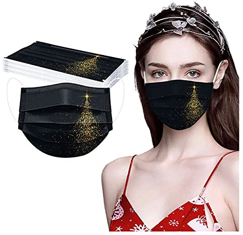 AMDOLE 10 Stück Einweg Erwachsene Mundschutz mit Motiv Weihnachten Bunt Mund und Nasenschutz Halstuch Maske 3D Druck Weihnachtsmaske MNS Multifunktionstuch Atmungsaktiv Tücher Bandana Schals